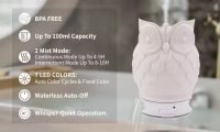 Ceramic Owl Diffuser with Nightlight & Essential Oil Humidifier - Image 3