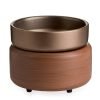 2-in-1 Candle & Wax Melt Warmer - Bronze and Walnut Ceramic