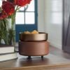 2-in-1 Candle & Wax Melt Warmer - Bronze and Walnut Ceramic - Image 2
