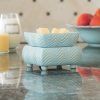 Chevron 2-in-1 Ceramic Candle Warmer & Dish (Blue & White) - Image 2