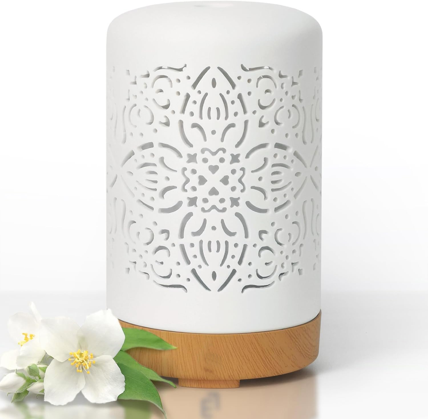Elegant Ceramic Essential Oil Diffuser 100ml with LED Lights